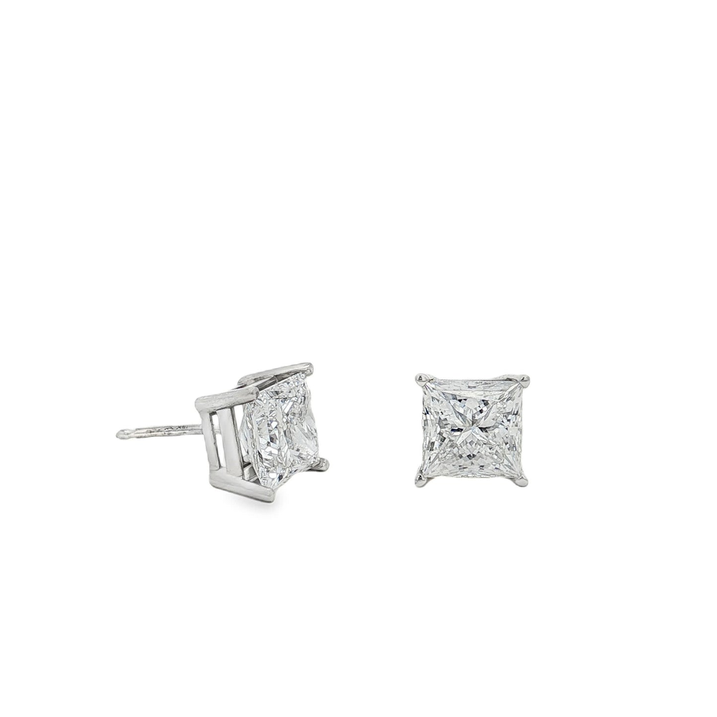 Ella Rose 3.56ct Princess Cut Lab-Grown Diamond Stud Earrings 14K White Gold
