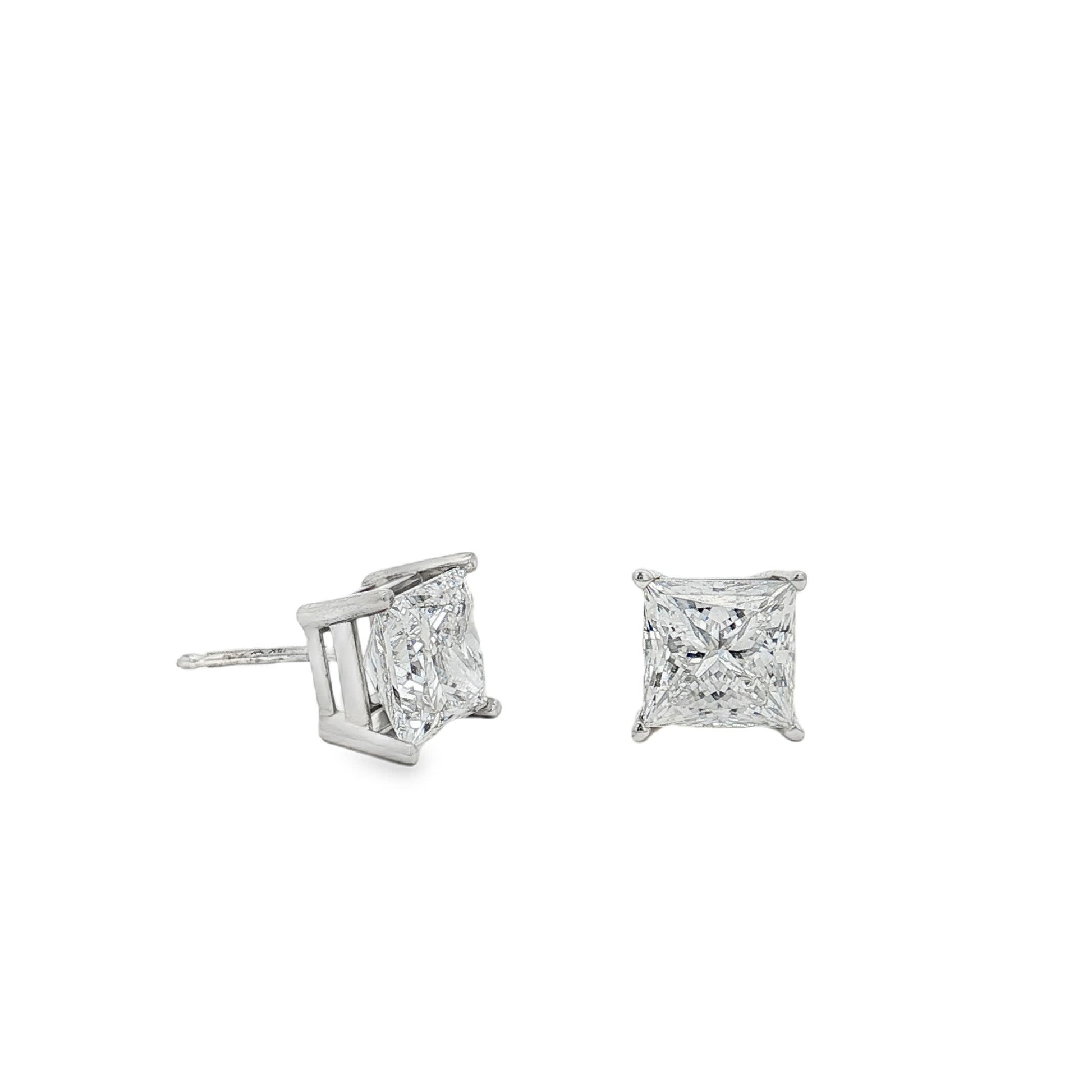 Ella Rose 3.56ct Princess Cut Lab-Grown Diamond Stud Earrings 14K White Gold