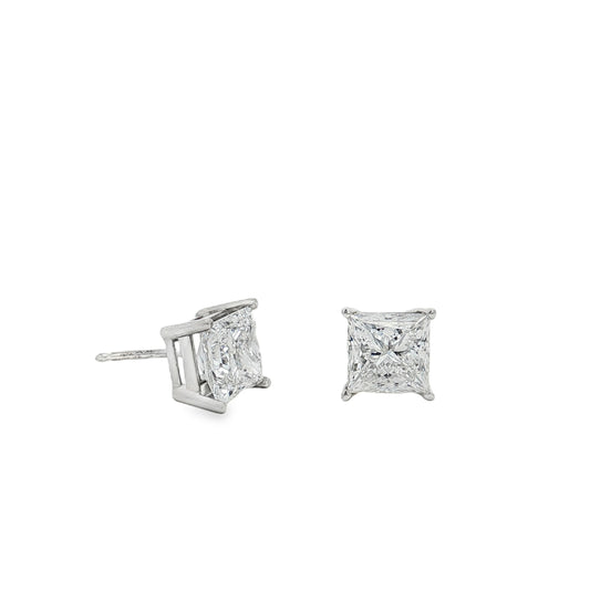 Ella Rose 3.56ct Princess Cut Lab-Grown Diamond Stud Earrings 14K White Gold