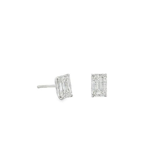 Ella Rose 2.13ct Emerald Cut Lab-Grown Diamond Stud Earrings 14K White Gold