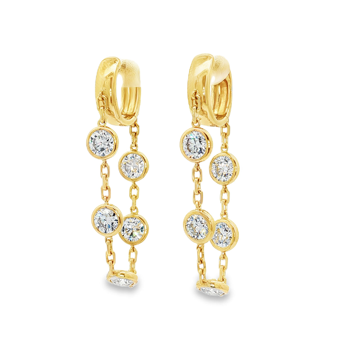 Ella Rose 14K Yellow Gold 3.26ct Lab-Grown Diamond Chain Drop Earrings