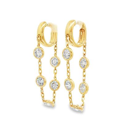 Ella Rose 14K Yellow Gold 3.26ct Lab-Grown Diamond Chain Drop Earrings