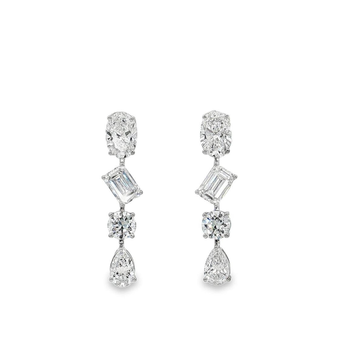 Ella Rose 14K White Gold 4.98ct Mixed-Shape Lab-Grown Diamond Dangle Earrings