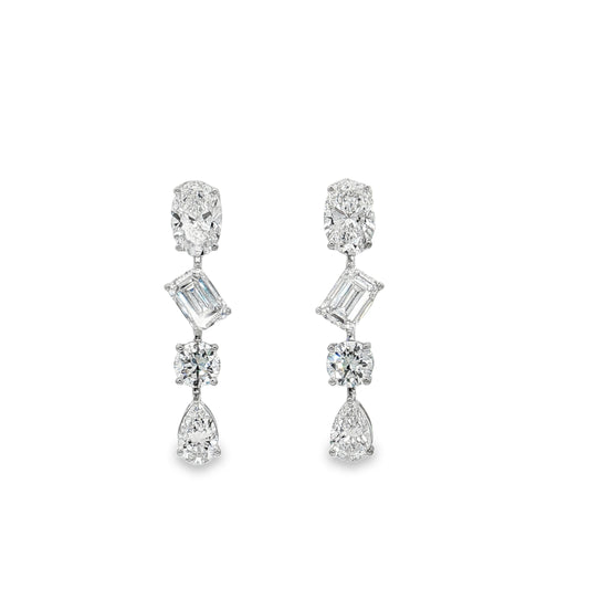 Ella Rose 14K White Gold 4.98ct Mixed-Shape Lab-Grown Diamond Dangle Earrings