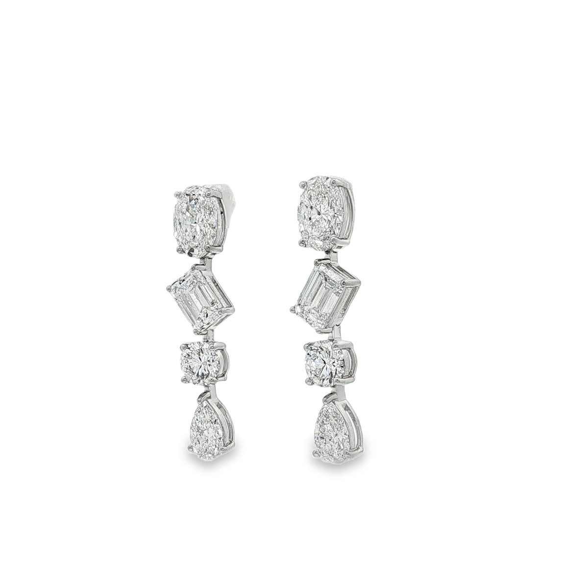 Ella Rose 14K White Gold 4.98ct Mixed-Shape Lab-Grown Diamond Dangle Earrings