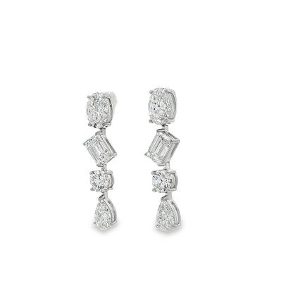 Ella Rose 14K White Gold 4.98ct Mixed-Shape Lab-Grown Diamond Dangle Earrings