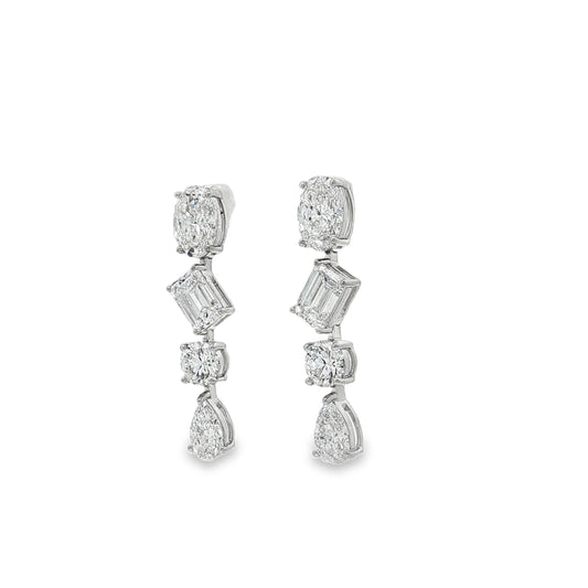 Ella Rose 14K White Gold 4.98ct Mixed-Shape Lab-Grown Diamond Dangle Earrings