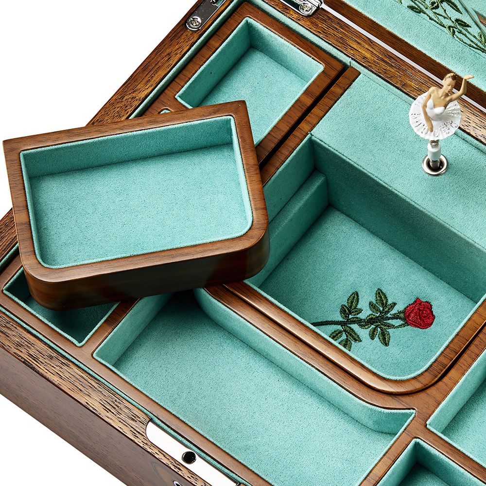 WOLF Ballet Sleeping Beauty Musical Jewelry Box — Walnut Wood