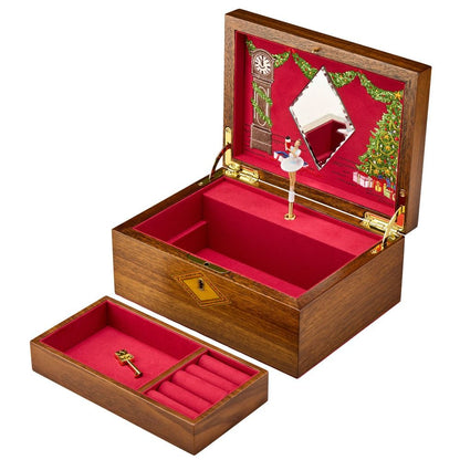 WOLF Ballet Nutcracker Musical Jewelry Box — Walnut Wood