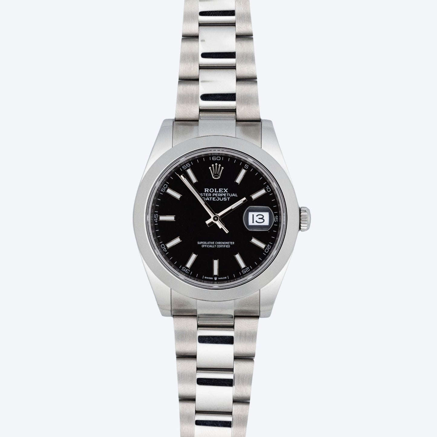 Pre Owned Rolex Datejust 41 126300 Black Dial Smooth Bezel Oyster