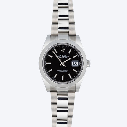 Pre Owned Rolex Datejust 41 126300 Black Dial Smooth Bezel Oyster