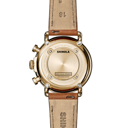 Shinola Runwell Chronograph 37mm Cream Dial Tan Leather Strap Watch