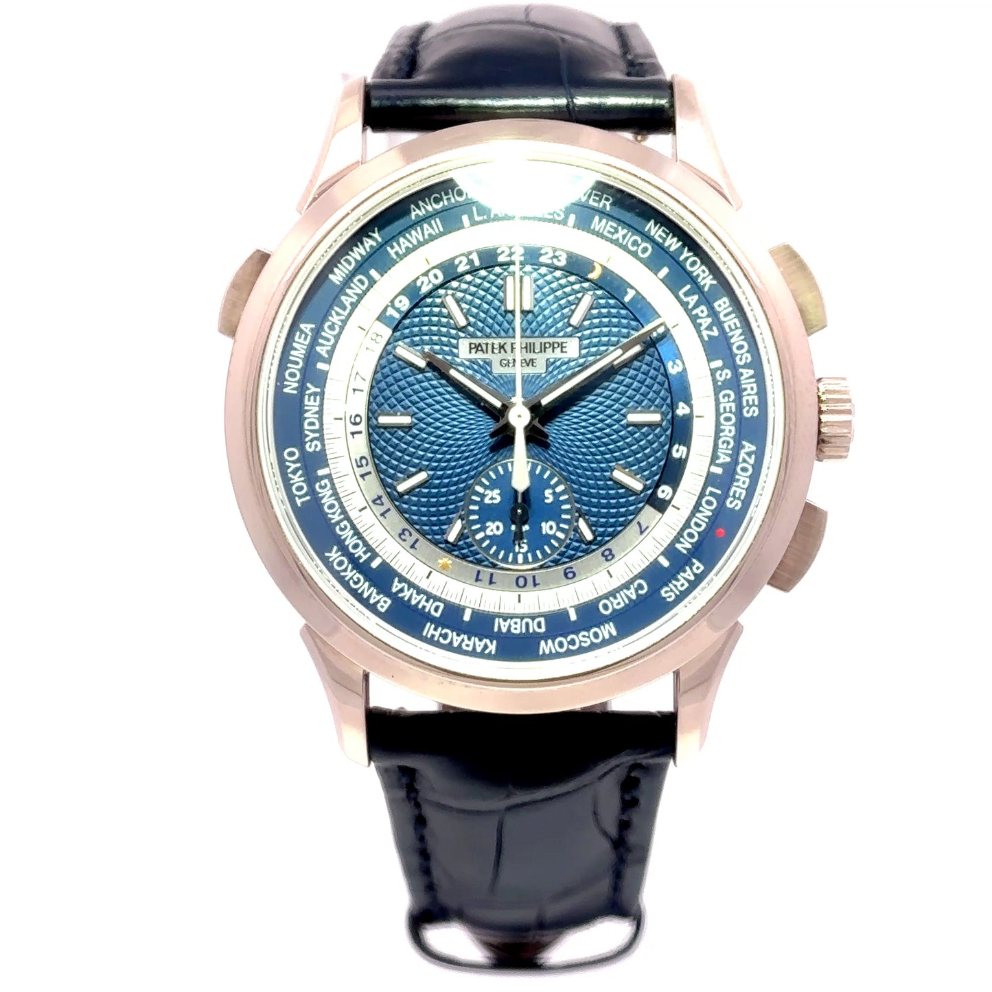 Pre Owned Patek Phillipe World Time Chronograph Blue Dial Watch