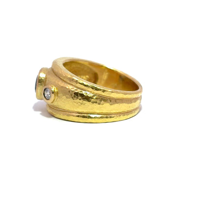 Elizabeth Locke Blue Sapphire and Diamond Puffy Cigar Band Ring