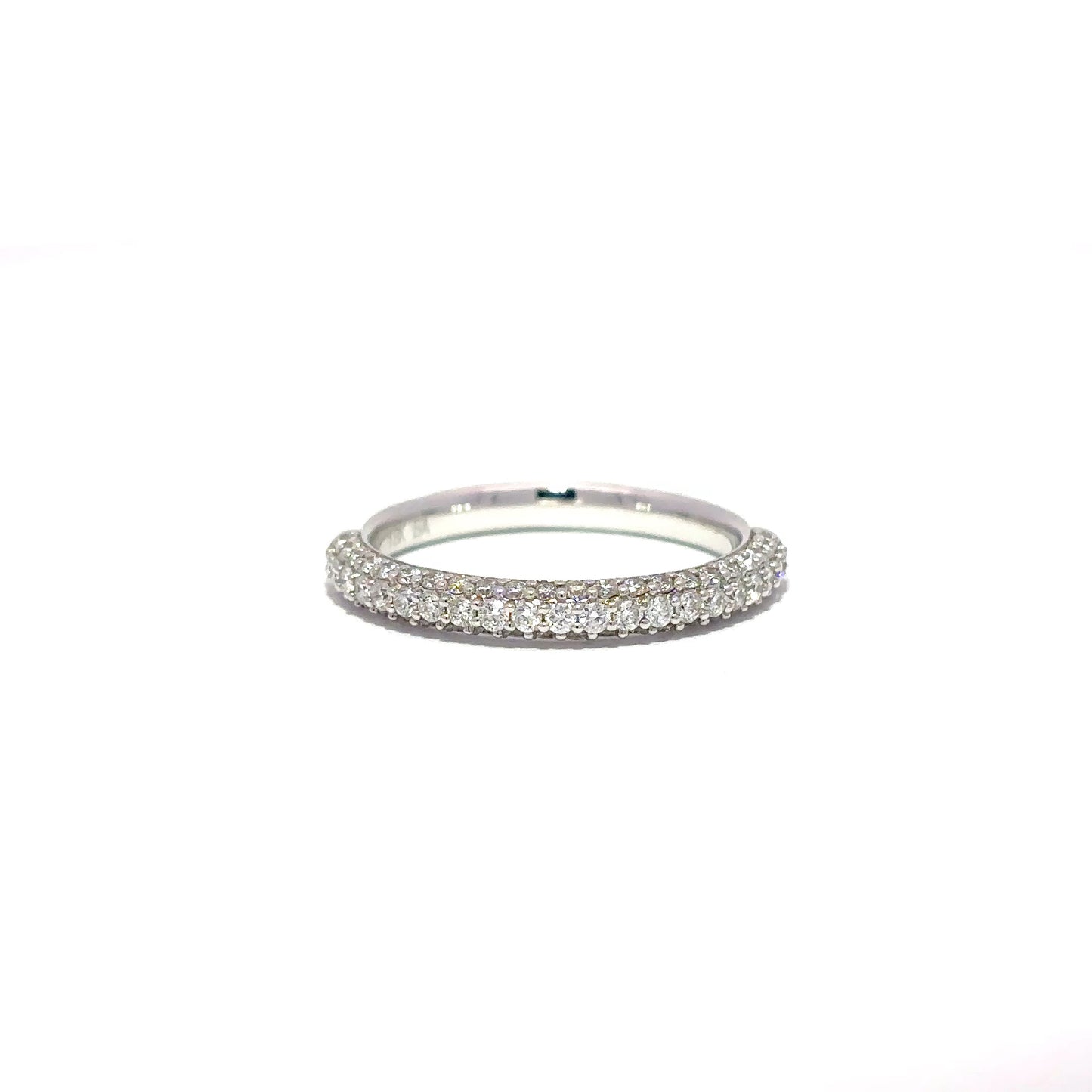 King Jewelers Diamond and White Enamel Ring 18K White Gold