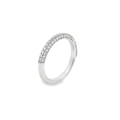 King Jewelers Diamond and White Enamel Ring 18K White Gold
