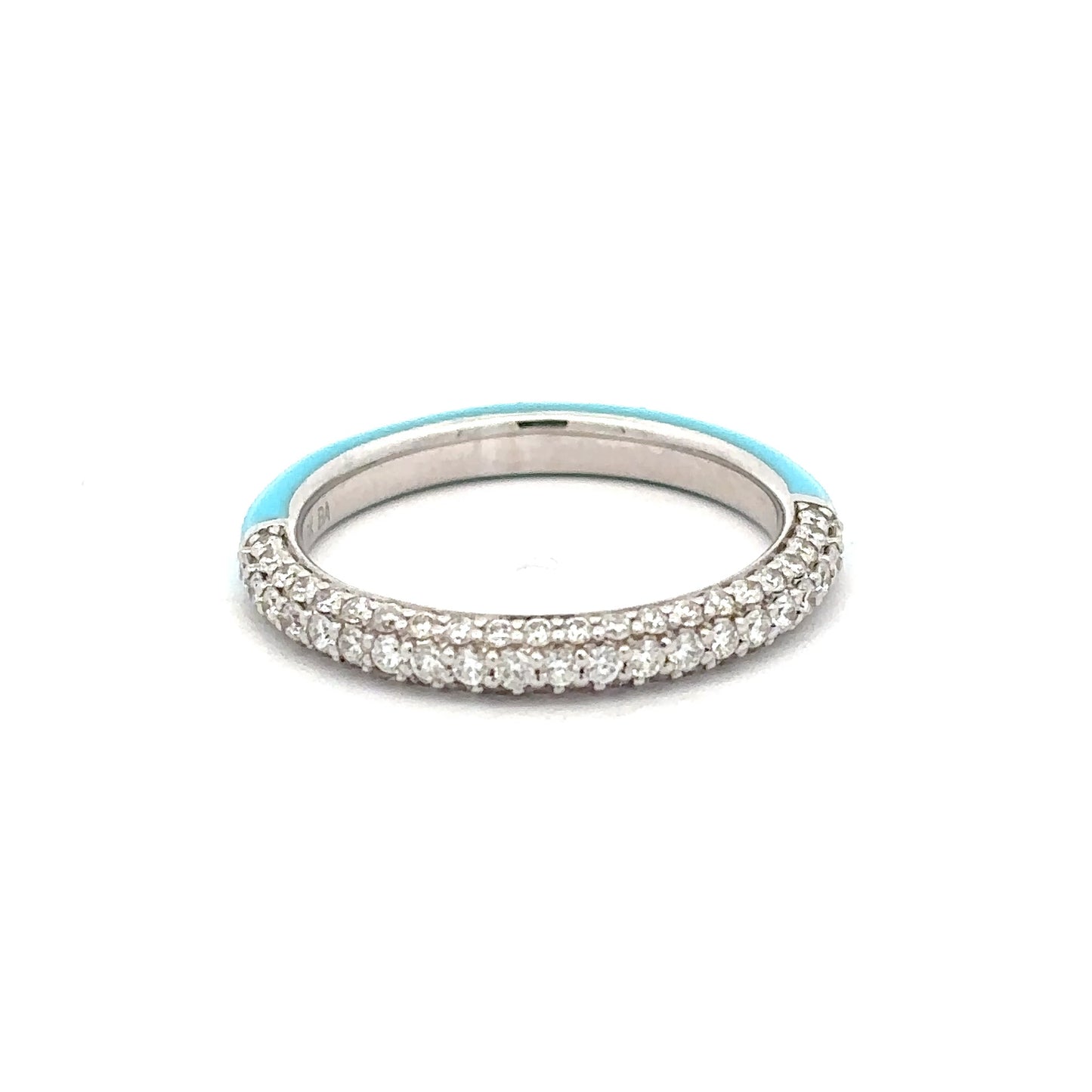 King Jewelers Pave Diamond Turquoise Enamel Ring