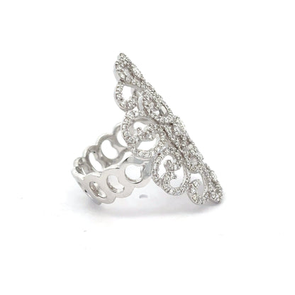 King Jewelers Filigree 1.20ct Diamond Ring 14K White Gold