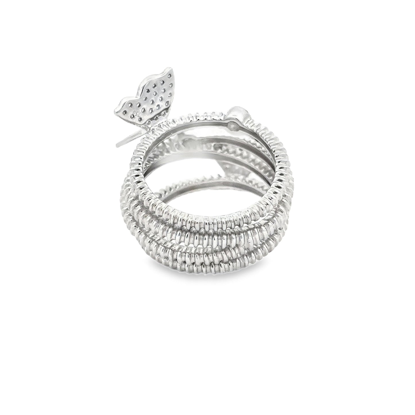 King Jewelers 1.38ct Diamond Butterfly Ring 18K White Gold