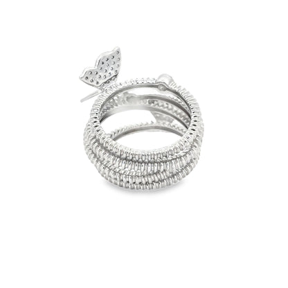 King Jewelers 1.38ct Diamond Butterfly Ring 18K White Gold