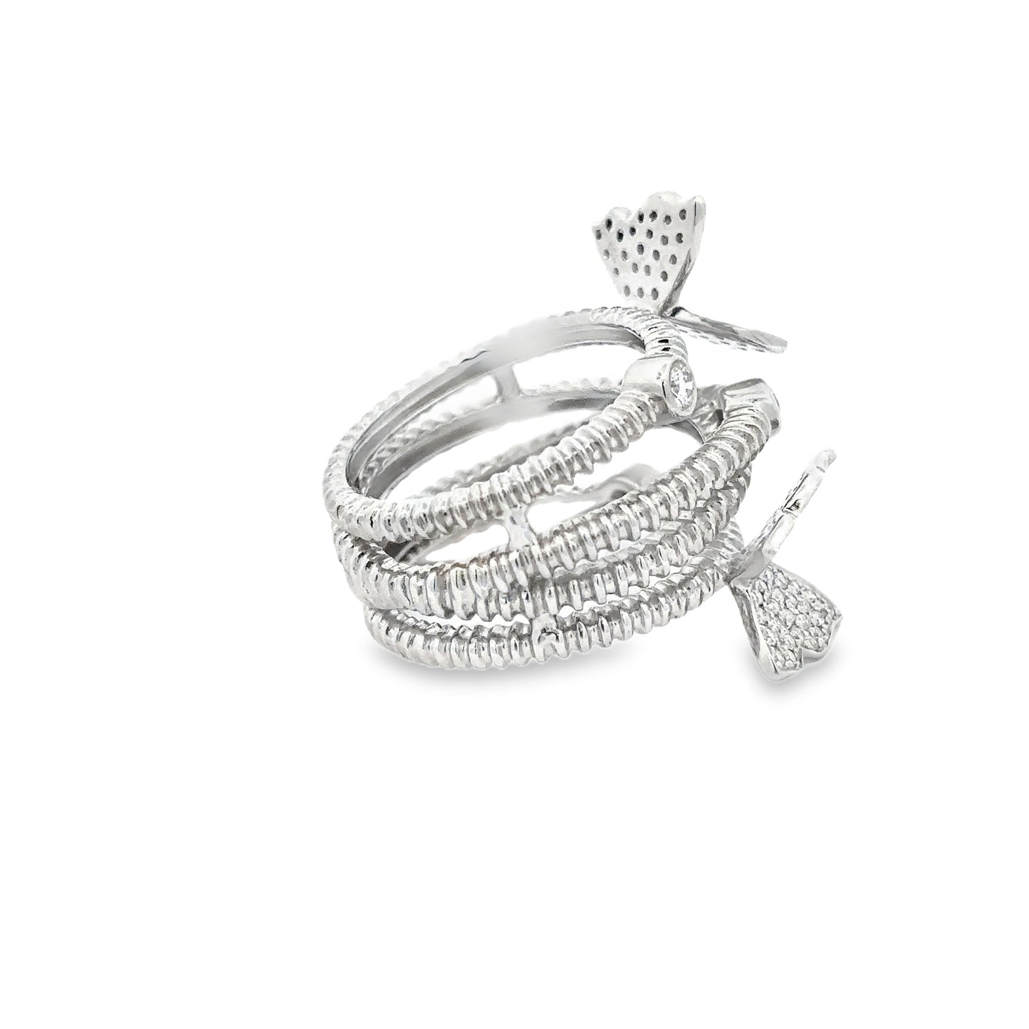 King Jewelers 1.38ct Diamond Butterfly Ring 18K White Gold