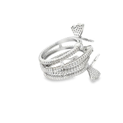 King Jewelers 1.38ct Diamond Butterfly Ring 18K White Gold