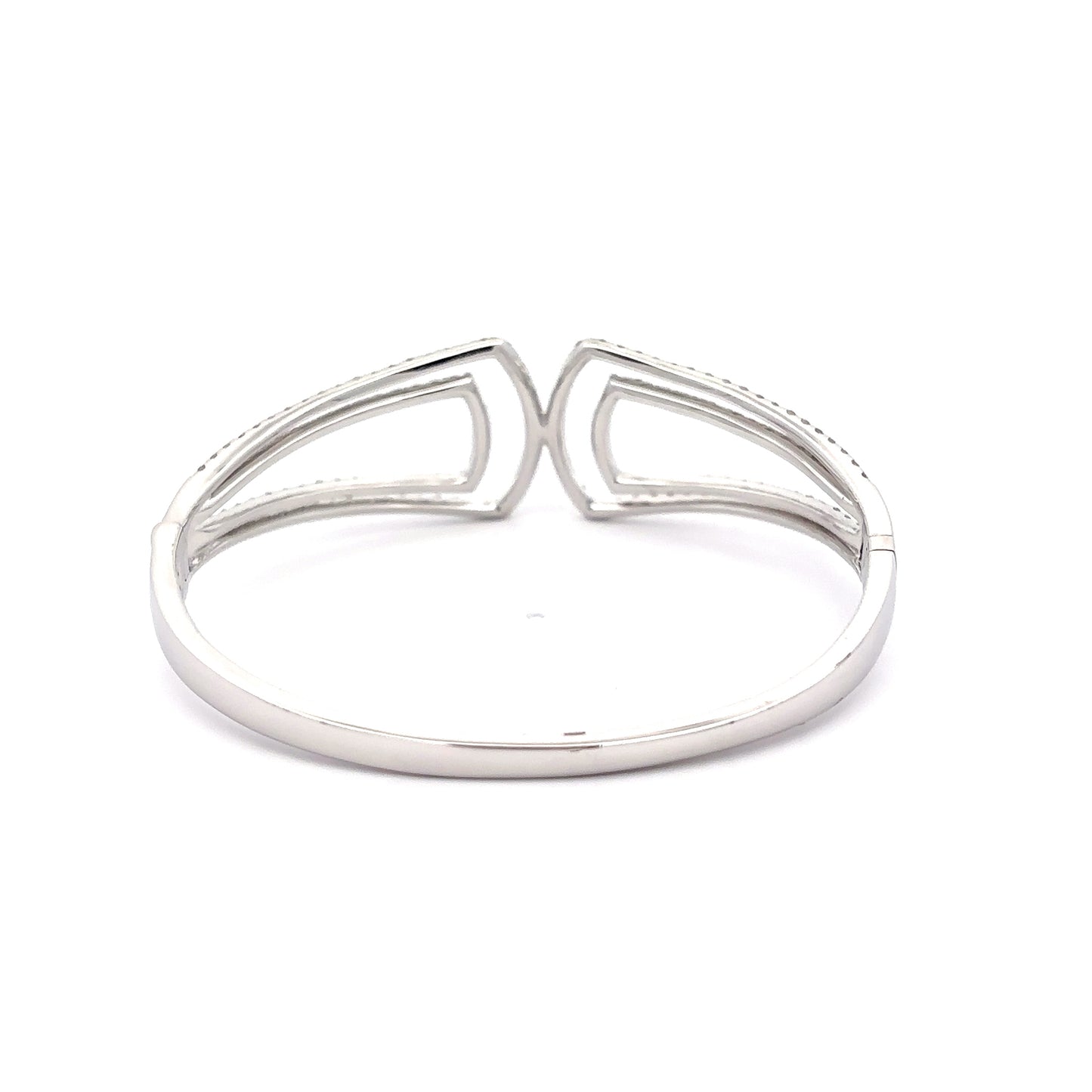 King Jewelers Geometric Diamond Bangle Bracelet 18K White Gold