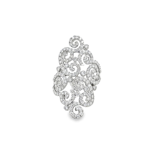 King Jewelers 1.90ct Diamond Filigree Ring 14K White Gold