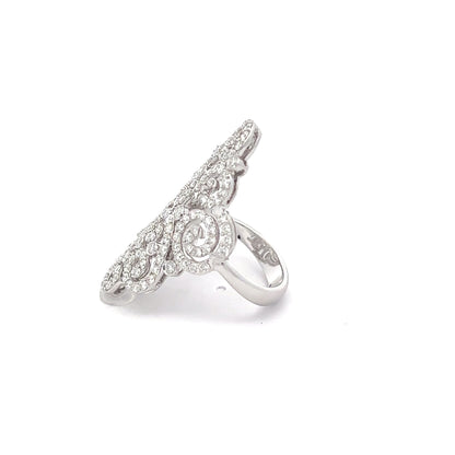 King Jewelers 1.90ct Diamond Filigree Ring 14K White Gold