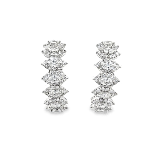Yeprem Diamond Hoop Earrings 18K White Gold