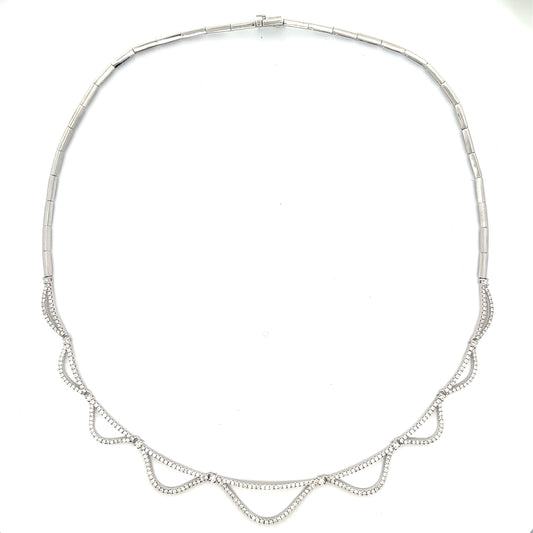 King Jewelers 18K White Gold 2.74ct Diamond Necklace