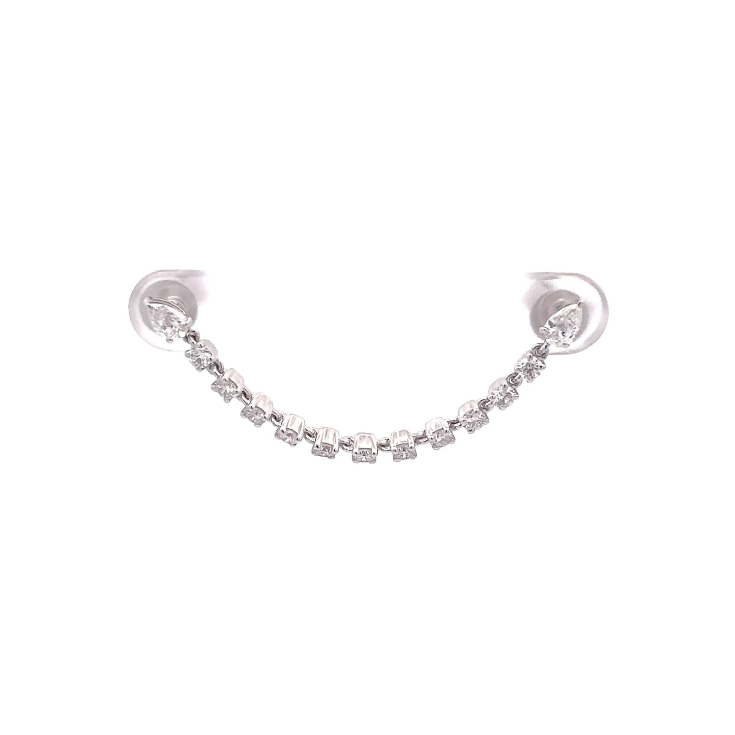 King Jewelers Diamond Chain Earring for Double Piercing