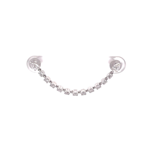 King Jewelers Diamond Chain Earring for Double Piercing