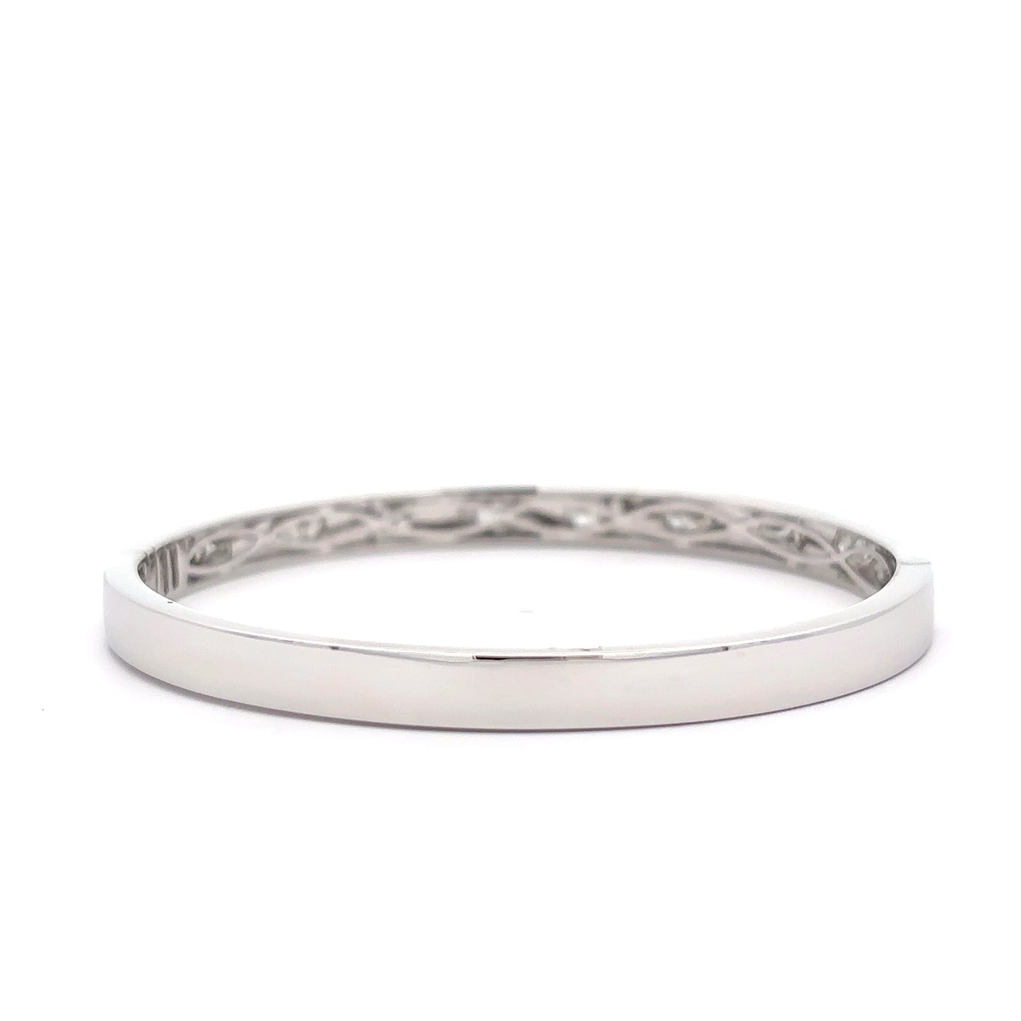 King Jewelers Mixed Shape Diamond Bangle Bracelet 18K White Gold