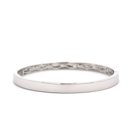 King Jewelers Mixed Shape Diamond Bangle Bracelet 18K White Gold