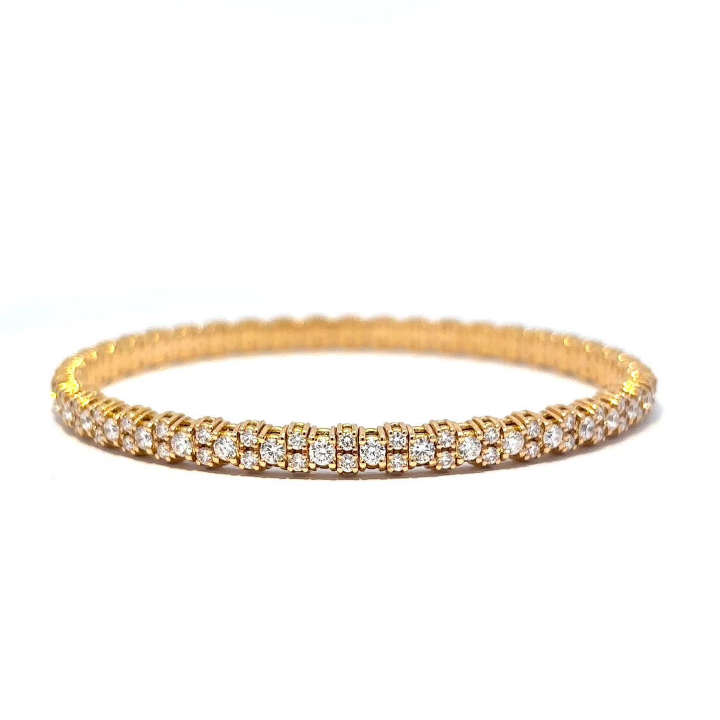 King Jewelers Diamond Flexible Bangle Bracelet 18K Yellow Gold