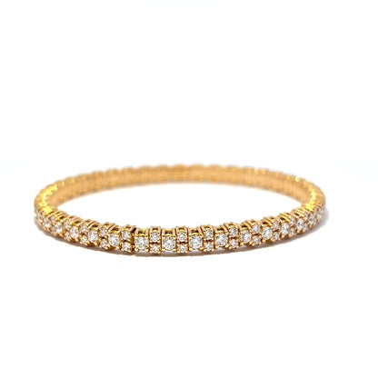 King Jewelers Diamond Flexible Bangle Bracelet 18K Yellow Gold