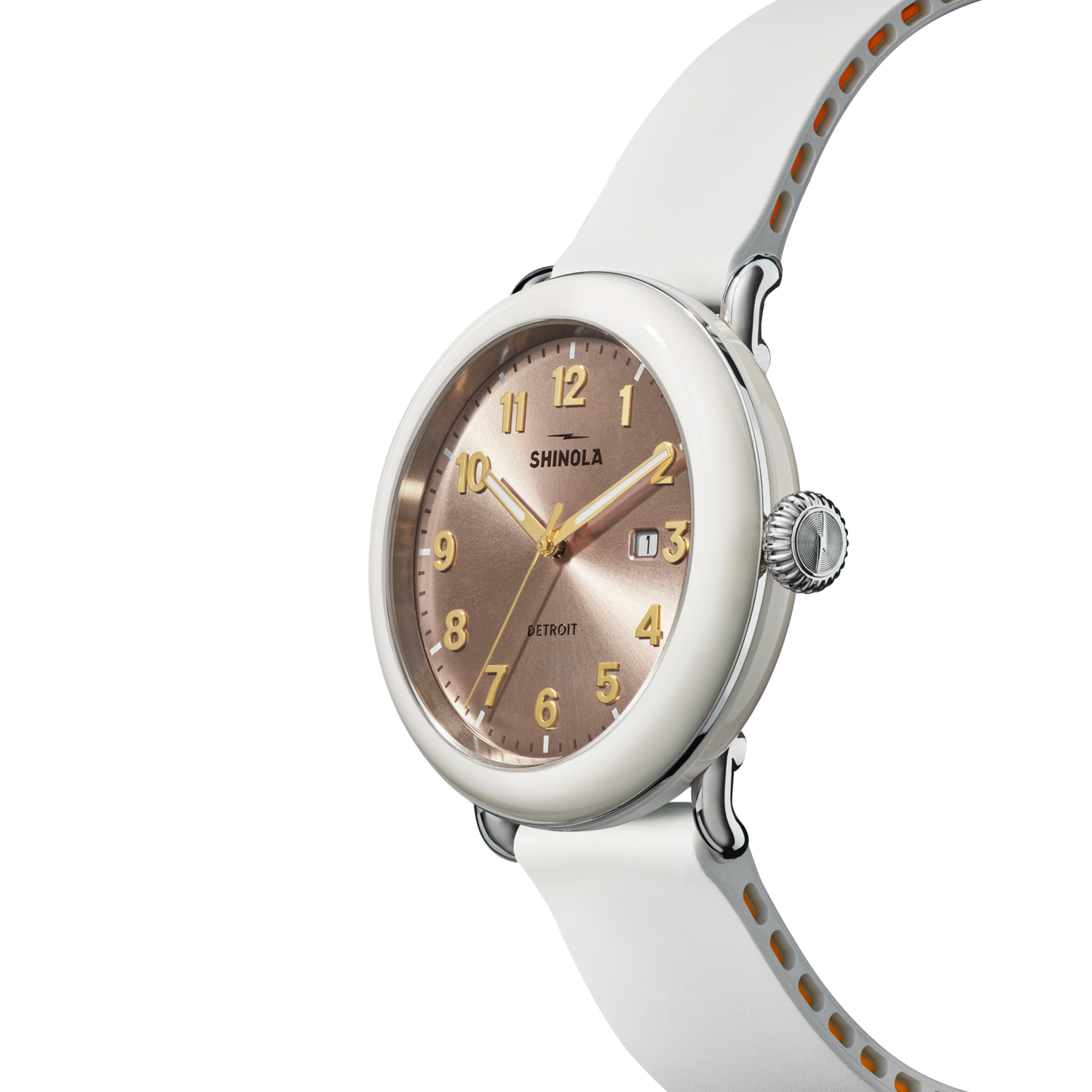 Shinola Detrola 41mm Nude Dial Cream Rubber Strap Watch