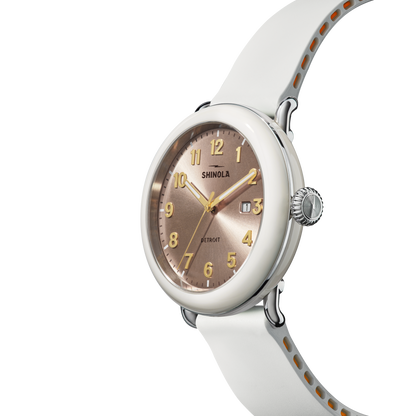 Shinola Detrola 41mm Nude Dial Cream Rubber Strap Watch