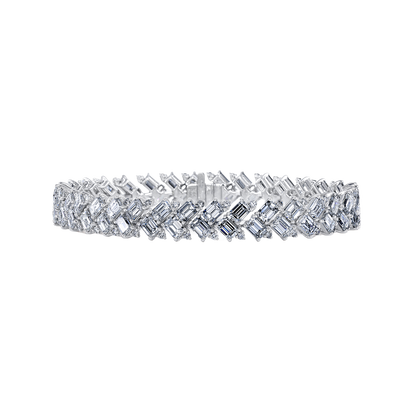 King Jewelers 18K White Gold Emerald Cut Diamond Bracelet