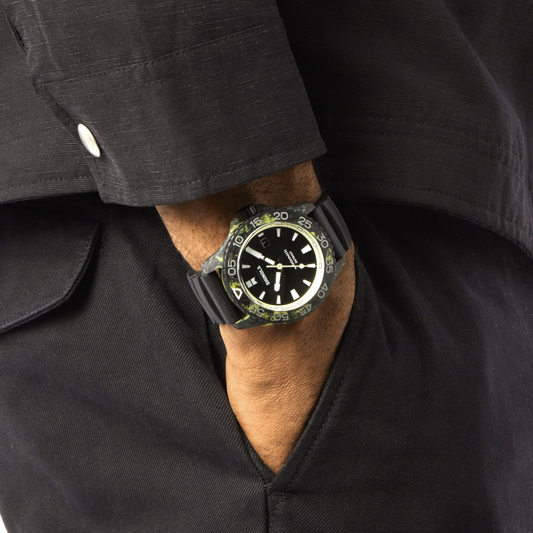 Shinola Forged Carbon Monster Automatic 45mm Black Dial Rubber Strap Watch