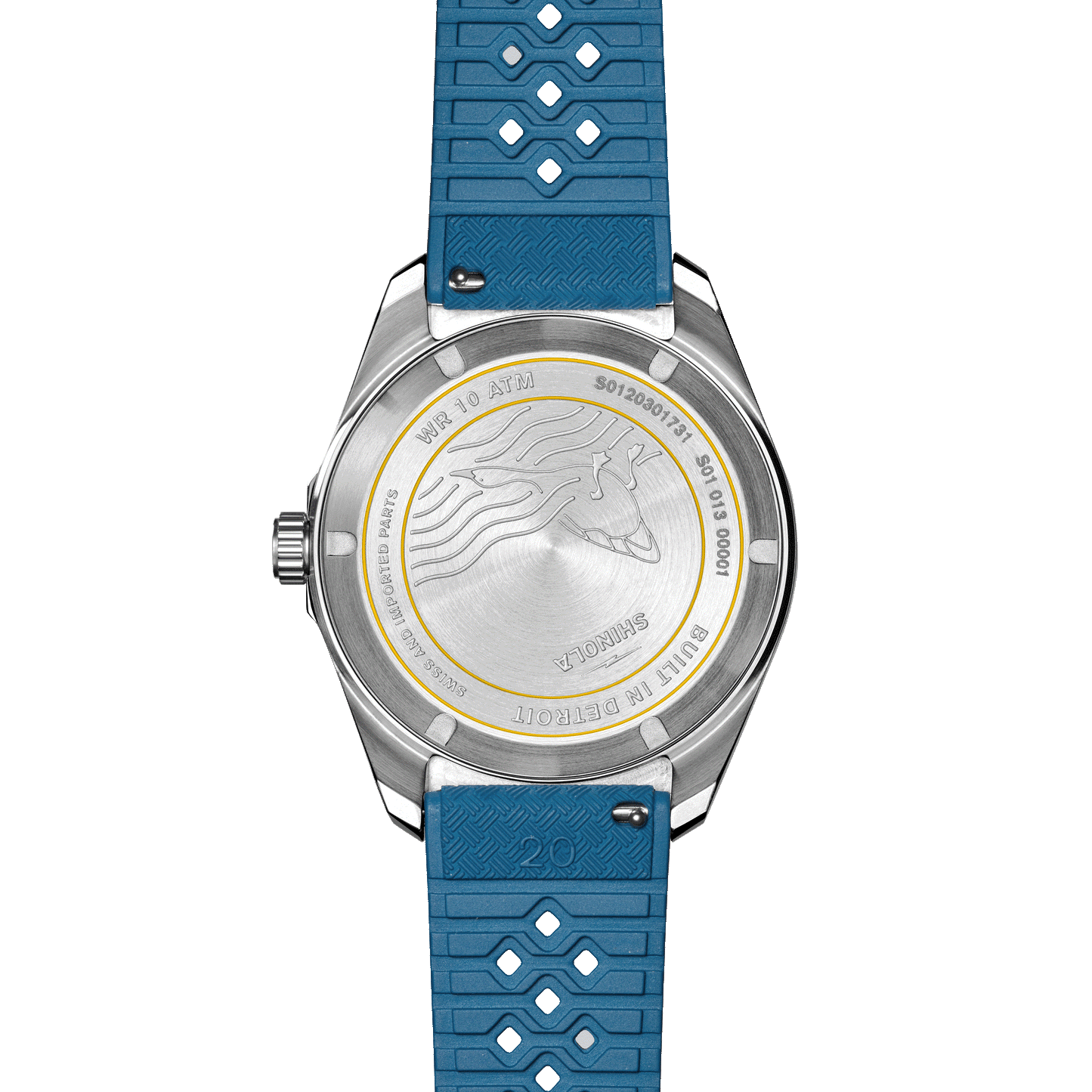 Shinola Duck 40mm Blue Dial Rubber Strap Watch