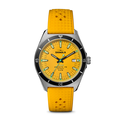Shinola Duck 40mm Canary Yellow Dial Rubber Strap Watch