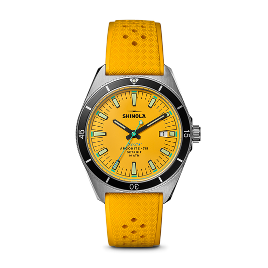 Shinola Duck 40mm Canary Yellow Dial Rubber Strap Watch