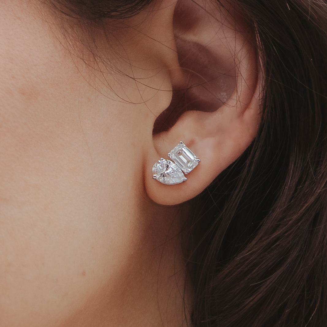 Ella Rose 14K White Gold 4.67ct Toi et Moi Lab-Grown Diamond Stud Earrings