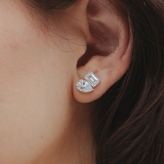 Ella Rose 14K White Gold 4.67ct Toi et Moi Lab-Grown Diamond Stud Earrings