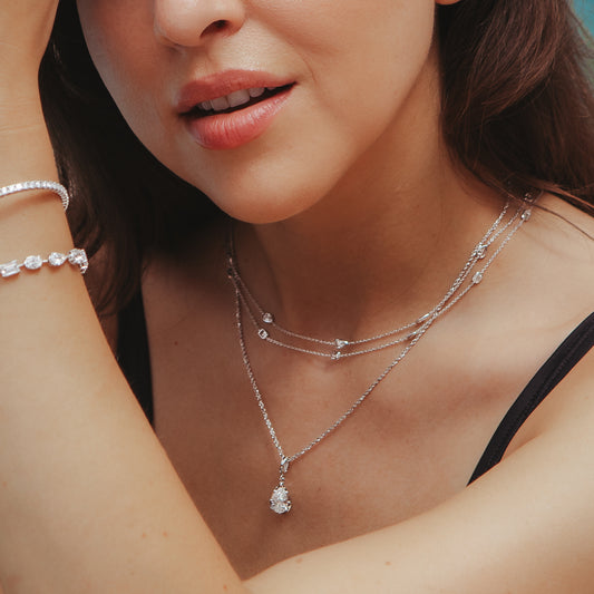 Ella Rose 2 Carat Pear Lab-Grown Diamond Georgian Charm Pendant 14K White Gold