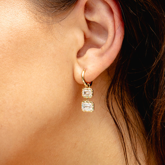Ella Rose 14K Yellow Gold 5.01 ct Emerald-Cut Lab-Grown Diamond Drop Earrings