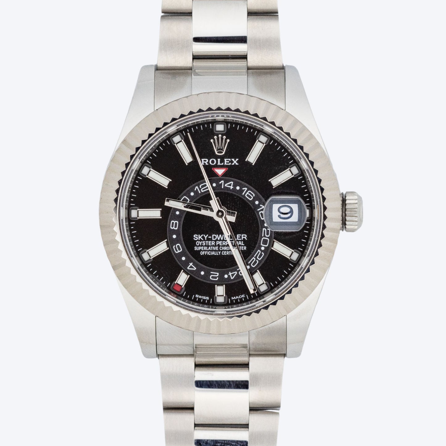 Pre Owned Rolex Sky-Dweller 42mm Black Dial Oystersteel and White Gold