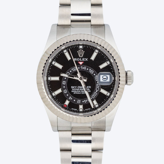 Pre Owned Rolex Sky-Dweller 42mm Black Dial Oystersteel and White Gold